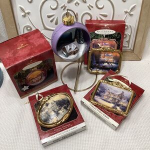 Hallmark Thomas Kinkade Christmas Ornament Collection Four Boxed Decorations